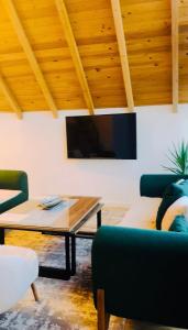 un soggiorno con un divano e un tavolo di Villa Dielli Gadish a Gnjilane Altre 7 foto