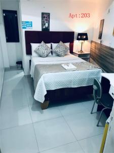 een slaapkamer met een groot bed in een kamer bij Hotel Pousada-LG in Breves