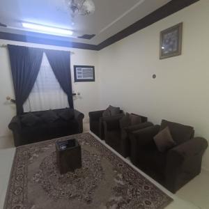 a living room with two couches and a rug at شقة مفروشة بتبوك in Tabuk