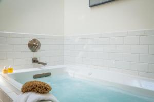 een teddybeer die in een badkuip zit bij Chesterfield Inn in West Chesterfield