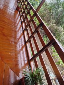 Een bovenaanzicht van een houten schutting met een plant. bij Ké San Gélica in São Tomé