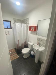 een badkamer met toilet en wastafel bij Great house in Punta de Lobos in Chacurra