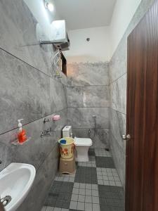 a bathroom with a sink and a toilet at Takery Resort in Chittaurgarh