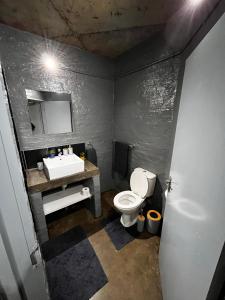 a bathroom with a white toilet and a sink at Craftsmanship Unit 235 in Johannesburg
