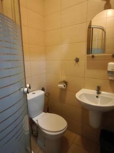 a bathroom with a toilet and a sink at Sami Swoi Kutno in Kutno