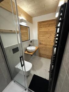 ein Badezimmer mit Toilette und Waschbecken in der Unterkunft Maison ValGià in Champoluc + 27 Fotos