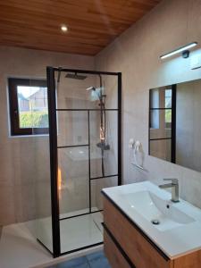 a bathroom with a shower and a sink at L'Echappée Belle in Beauraing +17 photos