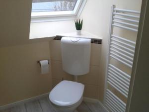 a bathroom with a toilet with a window and a plant at Apartment 4 by Interhome in Feldhusen