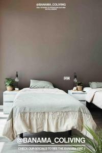 Postel nebo postele na pokoji v ubytování Banama Surfhouse - Coliving Coworking & Yoga