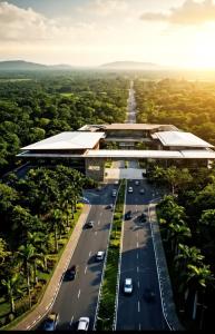 een bovenaanzicht van een snelweg voor een gebouw bij Coca Cola Hostel Malabe in Malabe