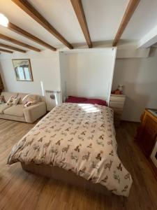 ein Schlafzimmer mit einem Bett und einer Couch in der Unterkunft La casa di Haka in Spogna