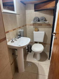 a bathroom with a toilet and a sink at Cava del Sur in San Rafael +14 photos