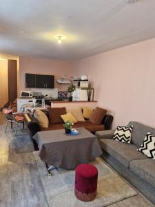 a living room with a couch and a table at Carthage in Vierzon