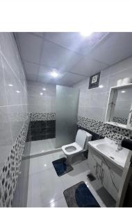 een badkamer met toilet en wastafel bij Desert Stars Bubble Camp Wadi Rum in Wadi Rum