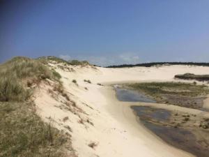 une plage de sable avec une rivière au milieu dans l'établissement Alluring Apartment in Bergen with Terrace, Garden and BBQ, à Bergen 32 autres photos