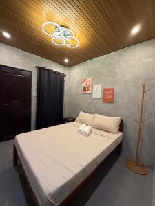 a bedroom with a large bed with a ceiling at Astra Tourist Inn near Airport with high speed free Wifi in Puerto Princesa City +29 photos
