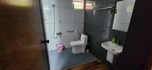 a bathroom with a toilet and a sink at Karmalhills Homestay in Tindummal