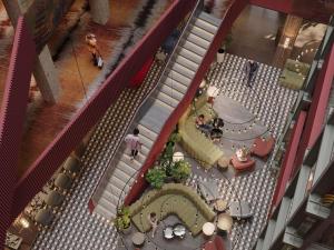 an overhead view of a restaurant with tables and chairs at Mövenpick Yerevan in Yerevan