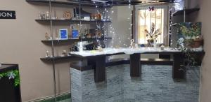 a counter in a room with christmas decorations on it at ASA Hotel in Yerevan