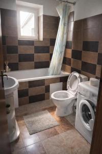 ein Badezimmer mit Toilette und Waschmaschine in der Unterkunft Hotel cetate in Cahul