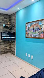 Køkken eller tekøkken på Flat encantador com estacionamento incluído