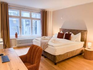 Postel nebo postele na pokoji v ubytování NEU! 90 qm Altstadt Loft - Beste Lage in Passau - Arbeitsplatz - Fitness - Luxus Hotelbetten