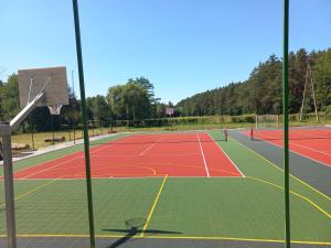 een veld met een basketbalring op een tennisbaan bij Żuraw in Bocheniec