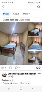 zwei Bilder von einem Bett in einem Zimmer in der Unterkunft Dream Big Accommodation in Apia