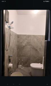 a bathroom with a toilet and a shower at Love Bk Siargao Homestay in General Luna