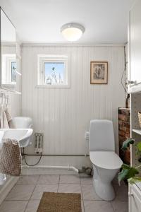 un bagno bianco con un water e un lavandino di Älvbacken a Västerlanda