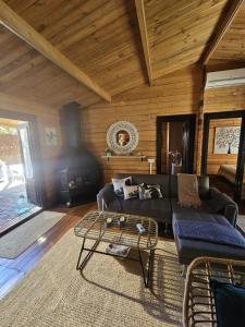 a living room with a couch and a table at CABAÑA Mirador de las Lagunetas in Vega de San Mateo
