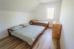 a bedroom with two twin beds and a window at Prázdninový dům Sobotín in Sobotín +38 photos
