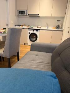 a living room with a couch and a kitchen at Vivienne Apartment in Kavač
