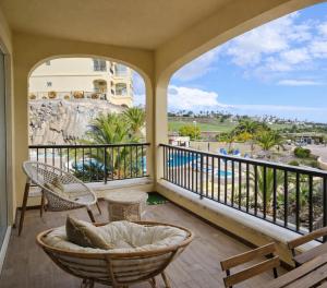 En balkon eller terrasse på the green holes