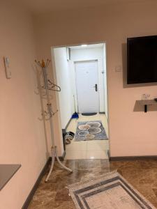 a room with a hallway with a door and a television at Stan na dan Berane in Berane