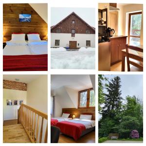a collage of photos of a bedroom and a house at To Tutaj in Szklarska Poręba