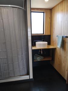 een badkamer met een wastafel en een douche bij TuiStay in Cromwell