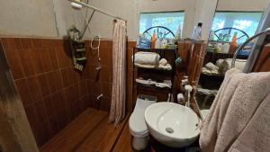 a bathroom with a toilet and a sink at Landscape-Cabaña winter full equipada in La Cruz +34 photos