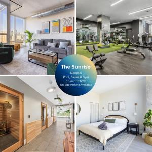 Fitness centrum a/nebo fitness zařízení v ubytování Chique Loft 15 Min from NYC with City View & Pool