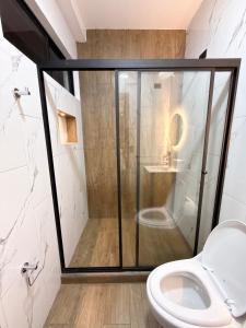ein Badezimmer mit Dusche und Toilette in der Unterkunft Luxury suite in Puyo in Puyo