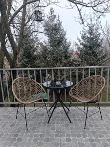 2 sedie e un tavolo su un patio di Popas 26 a Nădlac