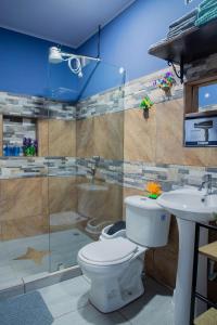 ein Badezimmer mit Toilette, Dusche und Waschbecken in der Unterkunft Apartment Steps fr View Los Sueños Adventure Park in Herradura