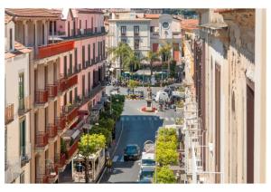an aerial view of a city street with buildings at SorrentoVibes - Central Sorrento Apartment by PiazzaTasso&OldTown in Sorrento