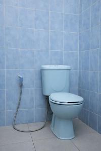 a bathroom with a toilet with a hose at Hotel Danau Indah By ARBA in Cibuntu