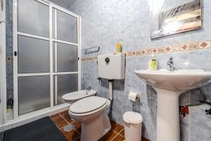 een badkamer met toilet en wastafel bij Casa da Passagem in Vila Real +25 foto's