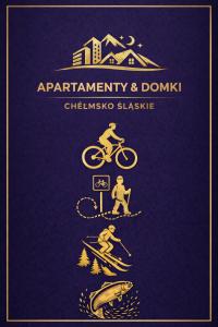 ein Pass mit einem Mann auf einem Fahrrad und einem Fisch in der Unterkunft APARTAMENTY & DOMKI Chełmsko Śląskie in Chełmsko Śląskie