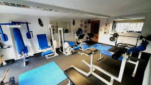 a gym with a lot of equipment in a room at Penzion rodina in Chornice