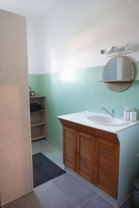 un bagno con lavandino e specchio di Appartement confort tout équipé a Montrevel-en-Bresse Altre 6 foto