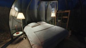 Postel nebo postele na pokoji v ubytování Le Dôme des Molieres