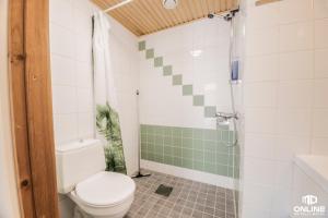 un bagno con wc e doccia di Motelli Online Oy a Porvoo Altre 18 foto